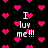 Black background with scattered pink pixelated hearts and repeated text "I luv me!!!" in white pixelated font.