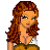 Pixelated cartoon woman with long curly brown hair holding a large chocolate chip cookie, standing beside two hanging cookies and text reading 'I lost my teddy bear can I sleep with YOU??'