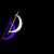 Animated sequence of a stylized 'D' logo with purple and white elements, transitioning through partial text forms against a black background.