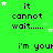 Green background with repeated text 'it cannot wait.....' and 'i'm your it' in black pixelated font, scattered white stars, and a gray rectangle in bottom-right corner.