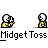 Animated contact sheet showing 10 sequential frames of a pixel art animation featuring yellow stick figures tossing a small object against a gray background.