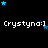 Pixelated text 'Crystyna:)' repeated across a black background with scattered blue and dark blue stars.
