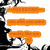 A static image shows a black-and-white cartoon character with orange text boxes containing partially legible phrases.
