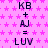 Pixelated text equations on a pink star-patterned background with a gray rectangle in the bottom-right corner.
