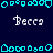 Pixelated blue and white icon with repeated 'Becca' text and cyan border elements on dark blue background.