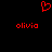 Red pixelated heart symbol above two instances of the name 'olivia' in red text on a black background.