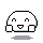 A 4-frame pixel art animation of a white mushroom-shaped character with simple facial features, displayed in a 2x2 contact sheet on gray background.