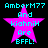 Four identical pixelated images of a pink star with cyan text reading "AmberM77 And kiahniH Are BFFL!" on black background.