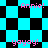 Pixelated cyan and black checkered pattern with pink text 'Annie!' and 'yoyay!' scattered across the image.