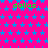 A static image with a bright pink background covered in small blue stars, featuring green text reading 'dallas' repeated across the top and middle sections.
