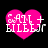 Four identical pink heart-shaped icons with white text 'SAIL + EILLE' on black background, arranged in a