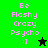 Pixelated text "Be Flashy Crazy Psycho :)" on green and black backgrounds with a star icon changing from black to green.
