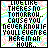 A 48x48 pixel animated contact sheet showing two identical frames of a text-based buddy icon with pixelated floral background and black blocky text.