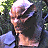 A 48x48 pixel buddy icon featuring a split composition with a person on the left and green text on the right, displayed as part of an animated contact sheet.