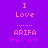 Purple background with pink pixelated text reading 'I Love ...... ARIFA' and five purple star symbols below.