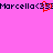 Pixelated text 'Marcella<3' repeated on a solid pink background with red heart symbol animation.