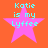 Four identical pixelated pink stars on an orange background with cyan text reading "Katie is my Lyffee" overlaid on each star.