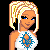 Pixel art contact sheet showing three blonde female characters in halter tops with blue floral designs, each with subtle facial expression changes across frames and text reading "Blond AND DAMN PROUD" below.