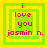 Pixelated green and yellow square icon with pink text reading "i love you jasmin n." in four variations showing different yellow border layers.
