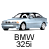 A static contact sheet showing two identical frames of a light blue BMW 325 sedan with visible text and website branding.