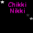 identical 'Chikki Nikki' text icons with pink lettering and white stars on a black background, showing animation changes in star positions