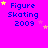A static image with bright pink background displaying repeated blue text "Figure Skating 2009" and scattered yellow and pink stars.