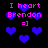 Pixelated text and blue hearts on black background with animated heart size changes.