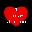 Four red heart-shaped icons with white text "I Love Jordan" on black background, each with distinct pixelation levels.