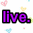 Pixelated text and heart symbols on a white background with colored outlines.