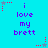 Pixelated cyan background with purple text reading "i love my brett" and red/pink star-shaped icons in four corners, some stars have dotted lines extending from them.