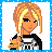 Pixel art contact sheet showing two frames of an animated buddy icon with a blonde character and pink 'ONLINE' text, plus a watermark for IconFun.com.
