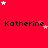 Red background with repeated black text 'Katherine' and scattered white/pink stars, partially obscured by a gray rectangle.
