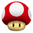 Pixelated 8-bit style icons featuring Mario characters and items: red mushroom, yellow star, golden coin, blue shell, Luigi, and Mario.