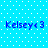 Blue pixelated text 'Kelsey<3' repeated four times on a light blue background with white dots.