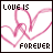 Animated contact sheet of 22 frames showing a pink heart outline animation with 'LOVE IS FOREVER' text, each frame displaying sequential changes in line thickness and text color saturation.