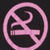 Pink circular no-smoking symbol with crossed cigarette and flame icon on black background, animated rotation of the circle.