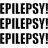 A 48x48 pixel animated contact sheet showing two frames of a black-and-white text-based animation with the word "EPILEPSY!" rendered in blocky, glitched typography across three rows.