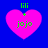 Four identical pink heart-shaped icons with green text 'lili + jojo' on a blue background, arranged in a
