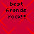 Red background with red diamond pattern and black text reading 'best firends rock!!!!' in four identical quadrants