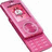A pink flip phone with a circular camera lens and keypad is shown on the left, while red pixelated text appears on a bright pink background.