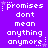 Purple background with white pixelated text reading 'promises dont mean anything anymore' and small star symbols, displayed in a of six identical sections