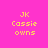 Pixelated text 'JK Cassie owns' appears in yellow on a pink background with yellow rectangular overlays in various positions.