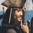 Four distinct views of a character in pirate attire with long hair, tricorn hat, and red bandana across different backgrounds including ocean and white sky.