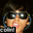Pixelated image of a person with dark hair and sunglasses, overlaid with 'collin!' text and surrounded by colorful stars.