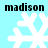 Four identical pixelated snowflakes on a light blue background with 'madison' text above each.