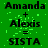 Green background with black text displaying 'Amanda + Alexis = SISTA' repeated in a pattern, showing pixelated noise and partial gray area
