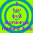 A static image with a bright green background and blue concentric circles, displaying purple text reading "I luv evil monkeys named bob" in four identical quadrants.