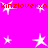 A bright pink background features scattered white star shapes and repeated red text reading 'kinzloverxo' across the top and bottom edges.