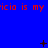 Blue background with red text repeating 'icia is my' and small black symbols scattered across the image.