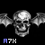 Animated contact sheet showing three frames of a grayscale skull icon with bat wings and "A7X" text below, displayed on black background with gray transparency area.